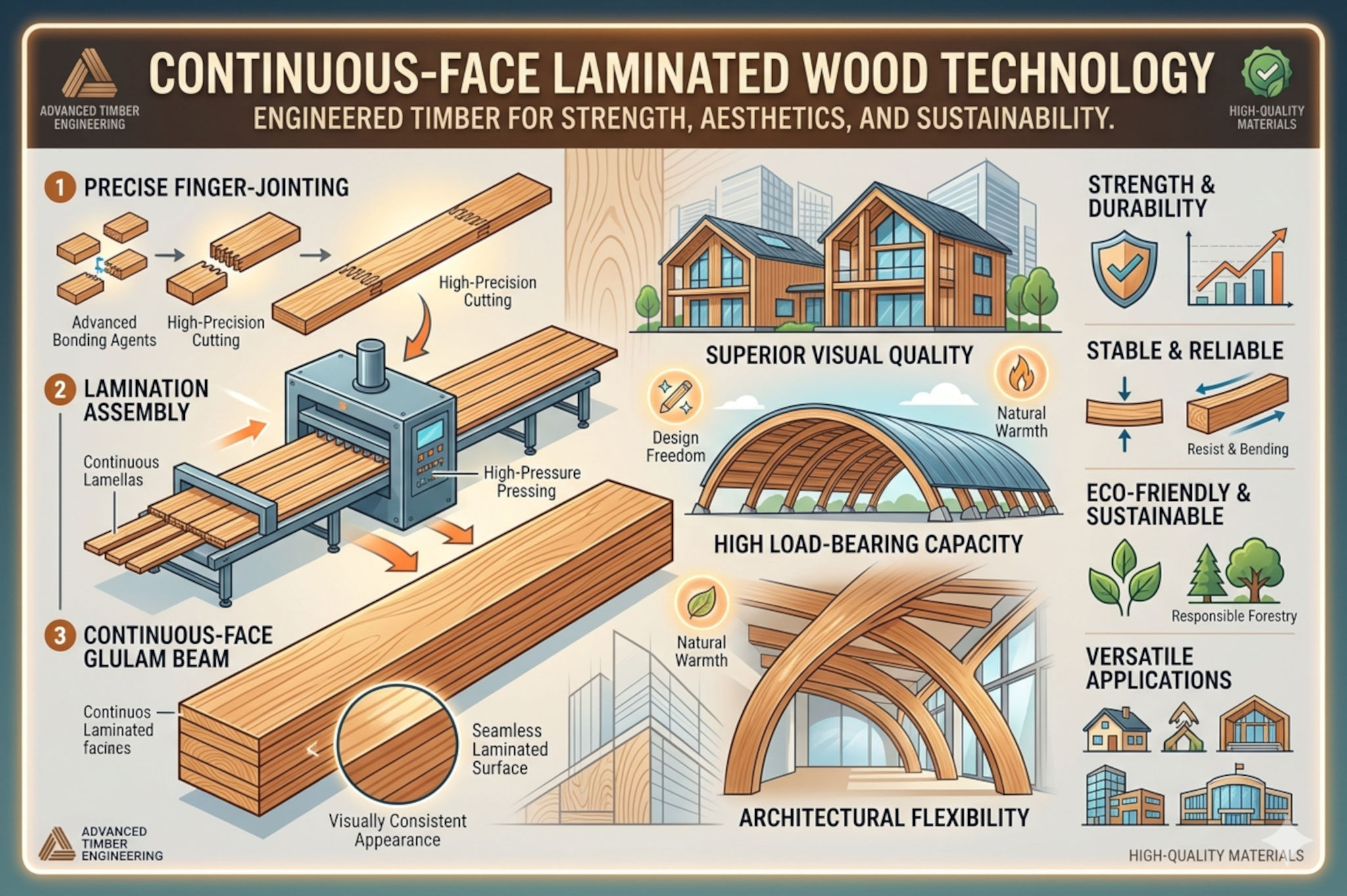 Tehnologia lemnului stratificat cu fețe continue